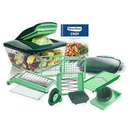 Набір для нарізки овочів Genius Nicer Dicer Chef (15 предметів) з мискою, для нарізки овочів, фруктів, салатів, кубиками, соломкою, з реклами TV