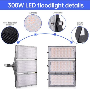 LED Floodlights 300W 30000LM Spotlight, 3000K Warm White Floodlight - IP65 Waterproof Floodlight Outdoor Wall Lights for Garden, Terraces, Garage, Sports Field, Factory, Workshop (10 Pack, 300W Warm White)