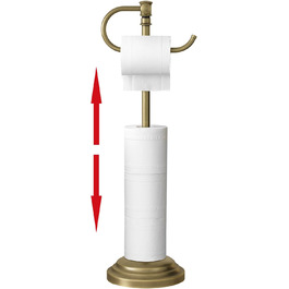 Тримач туалетного паперу на підлогу RUMOSE, античне латунь, регульований (31,5-57,9 см), з полицею для зберігання, нержавіюча сталь