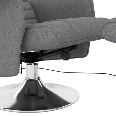 HOMCOM Electric Recliner TV Chair with Footrest, Reclining Function, Vibration Massage, Remote Control, Linen-Look Dark Grey