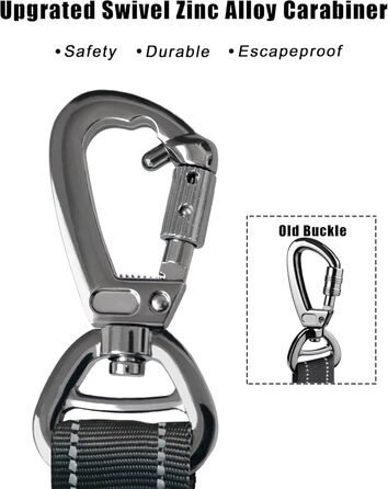 Тактична повідок для собак великих порід MegiaExist з контролем, авто-ремнем безпеки та світловідбиваючими нитками, 1.2 м, 1.8 м, повідка-телескопічна для тренувань, чорний