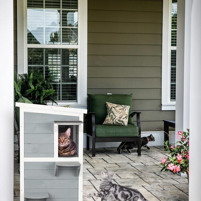 Кіт-будинок Relaxdays з тканини, кіт-печера з 2 входами, 71,5 x 62,5 x 44 см, складаний, сірий/білий