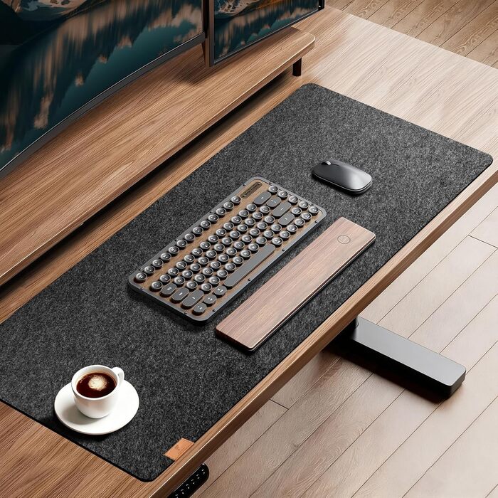 Підкладка для столу з фетру, 100x40 см, антиковзаюча, захист для офісу та дому (темно-сірий)