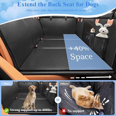 Накладка на сидіння автомобіля для собак з жорсткою основою, водонепроникна та стійка до подряпин, оранжева/чорна. Підходить для авто, SUV, мінівенів.