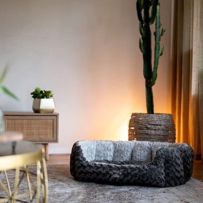 Ліжко овальне для собак та котів Nobby Seoli, 65x57x22 см, сірий/світло-сірий