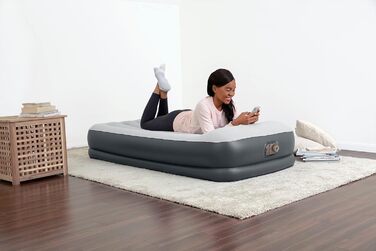 Надувний матрац Novaluxe з вбудованим електронасосом та подушкою, сірий 191x97x38 см