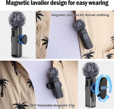 Бездротовий петличний мікрофон з 4 режимами запису для Android, iPhone, PC – Mini-мікрофон для відео, TikTok, YouTube, Live-трансляцій та інтерв'ю (K1)