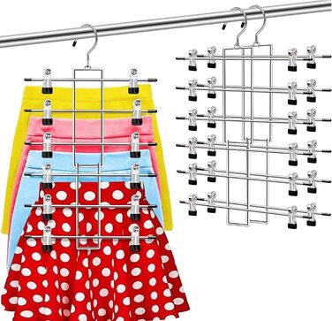 Набір з 2 металевих вішалок для штанів з регульованими затискачами, чорного кольору, універсального розміру