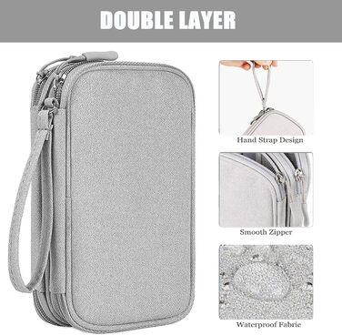 Органайзер для кабелів та аксесуарів для подорожей, сірий. Універсальний кейс для кабелів, power bank та інших гаджетів