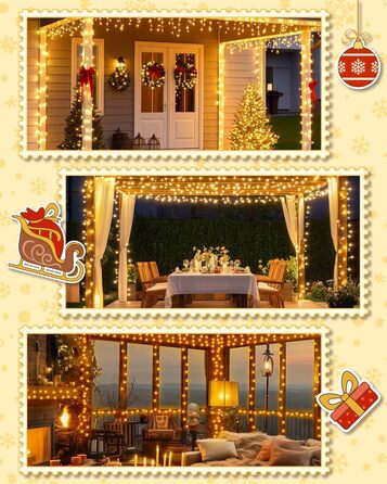 Гірлянда Halloween на 300 LED з таймером та 8 режимами освітлення, 30 метрів, тепле світло, для декорування приміщень та вулиці