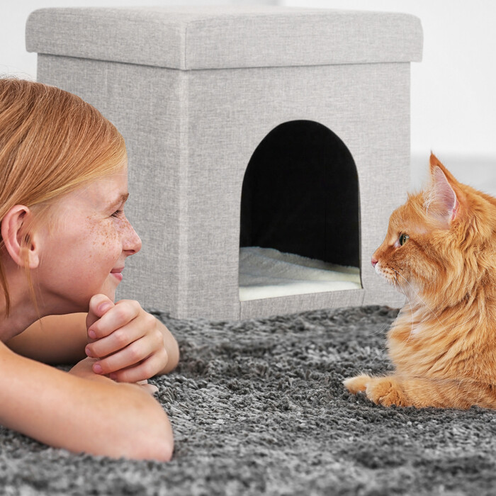 Relaxdays cat cave складний бежевий