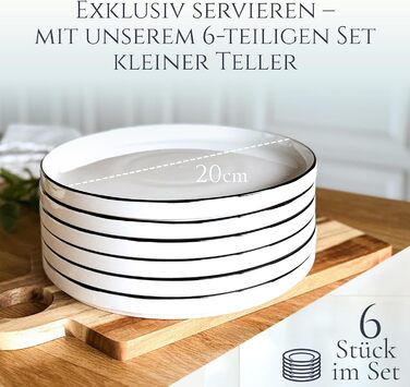 Набір посуду з порцеляни на 6 осіб Crystal 24 шт. – Набір тарілок та супниць з чорним обідком, білий посуд Pure Living