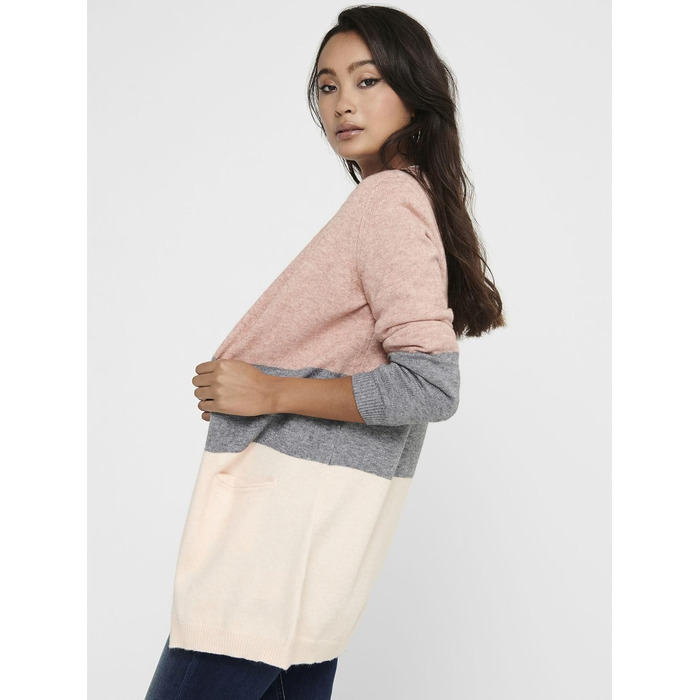 Жіночий кардиган ONLQUEEN Strickjacke Misty Rose/Stripes, S - Теплий трикотажний жакет
