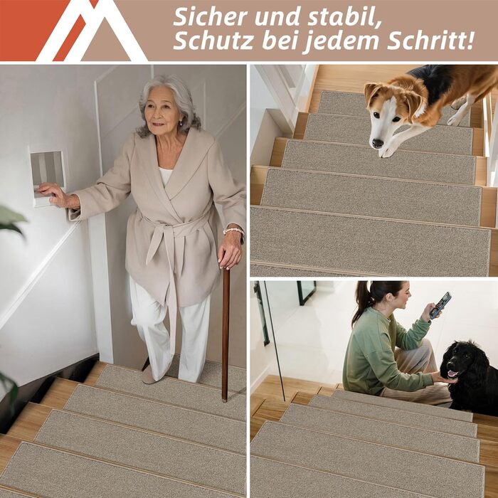 Ковзаючі сходи COSY HOMEER, 15 шт., 70x22 см, самоклеючі, машинне прання, 100% поліестер, TPE-підкладка, для дітей, літніх людей та домашніх тварин