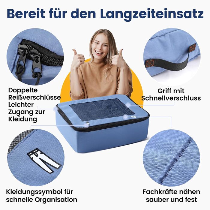 Органайзери для валізи, набір 8 шт. - Packing Cubes для подорожей, валізи та рюкзака (блакитний)