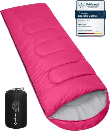 Сплячий мішок KingCamp Oasis для кемпінгу, 3-4 сезони, водовідштовхувальний, легкий, для дітей та дорослих, рожевий, Zip 220×75 см