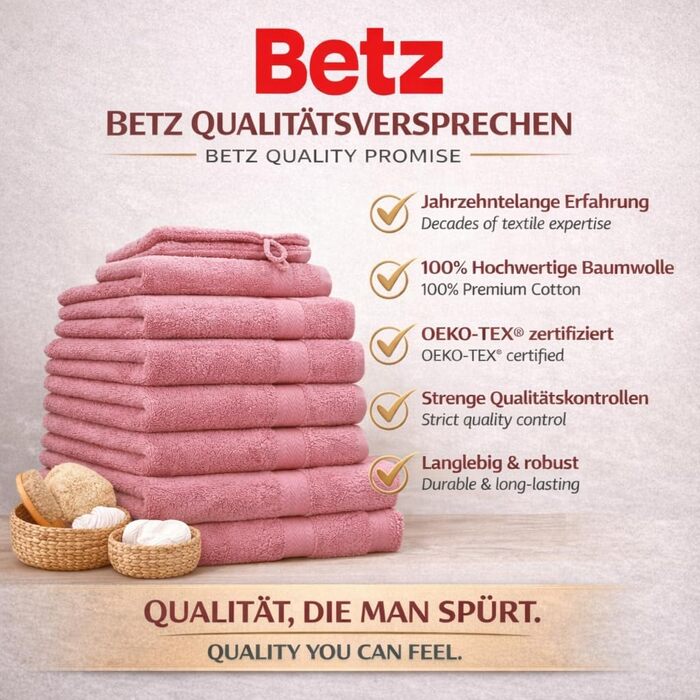 Набір махрових рушників Betz Premium з 10 предметів, 100% бавовна, колір старорожевий (4 рушники 50x100 см, 2 банні 70x140 см, 2 гостьові 30x50 см, 2 рукавички)