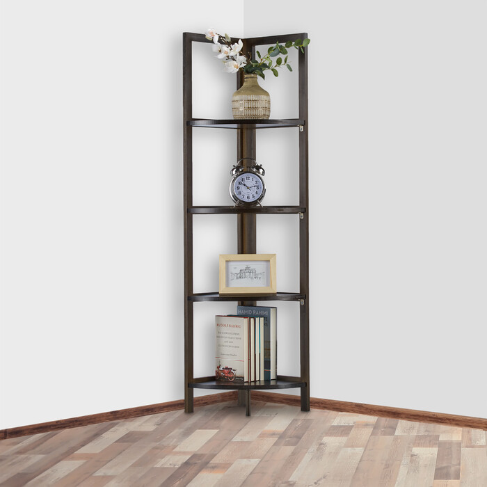 Relaxdays Bamboo Corner Shelf with 4 Shelves