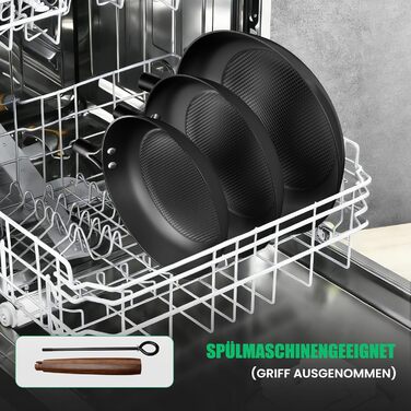 Чавунна сковорода YUTANN 28 см, для індукції, газу, електроплити, з антипригарним покриттям, без PFAS/PFOA, чорна