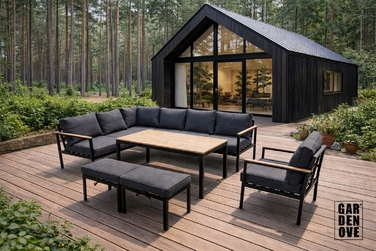 Комплект садових меблів GARDENOVE з пластику, сірий, 6 предметів