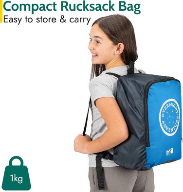 Дитячий спальний мішок Trail Mumienschlafsack 3 сезони для кемпінгу – 300gsm – для хлопчиків та дівчаток – з легким рюкзаком (Блакитний)