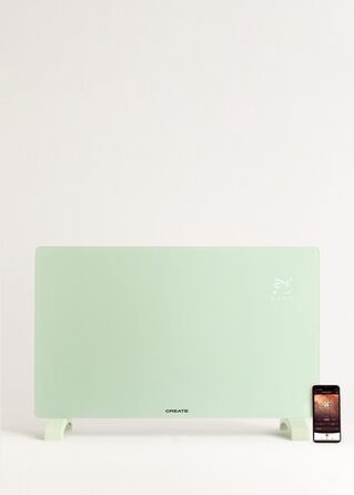 Електричний конвектор CREATE/WARM Crystal 2000W з Wi-Fi, LED-сенсорне управління, 2 режими (2000W), пастельно-зелений