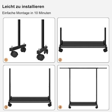 MISSLO Small Clothes Rack for Hanging Clothes, Rolling Garment Rod Stable for Kids, Toddler, Baby, Little Girls, Adults (Black)
