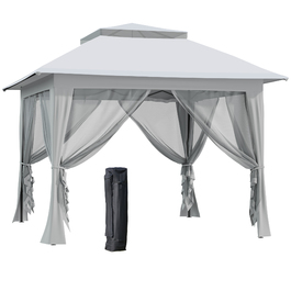 Павільйон Outsunny Faltpavillon Pop-Up Zelt Gartenpavillon, включаючи сумку для перенесення, сталь+Оксфорд+сітка, сірий, 3,64x3,64x2,94 м | Aosom