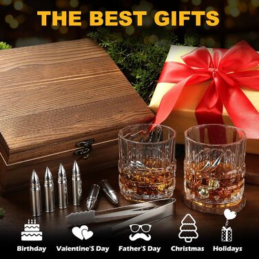 Набір віскі Exrezist: келихи для віскі, подарунок для чоловіків, на день народження, на День батька, для партнера (нержавіюча сталь)