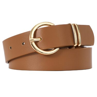 Жіночий шкіряний ремінь JasGood з золотистою пряжкою, 120 см (підходить для талії 91-105 см), 110 см (підходить для талії 76-90 см)