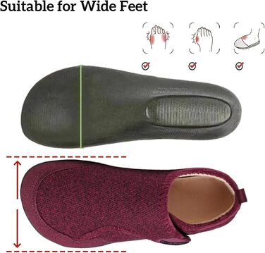 SMajong Теплі домашні тапочки для чоловіків та жінок. Зручні, неслизькі, легкі, з повним закриттям, з фетру. Для дому та вулиці. Розміри 36-46. Колір: червоний.