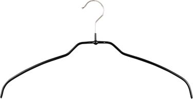 MAWA Clothes Hangers Light, Set of 20 space-saving and non-slip hangers, ideal for shirts and blouses, with 360° rotatable hook and non-slip coating, 42 cm, Black