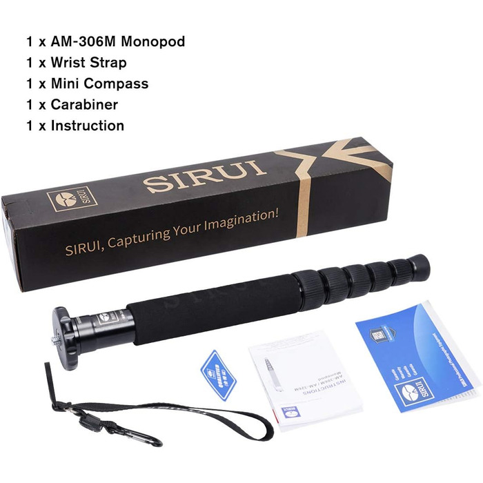 SIRUI AM-326M: Легкий карбоновий монопод - штатив 6 секцій, вантажопідйомність 10 кг