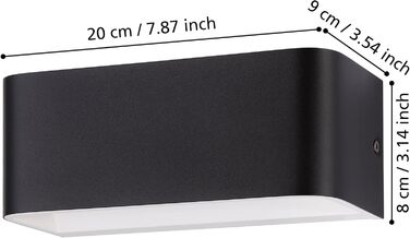 EGLO LED Wall Lamp Sania 5, 1-light wall lamp modern, minimalist, wall lighting made of metal in white, plastic in satin finish, LED bathroom lamp warm white, IP44 (20 cm, black)