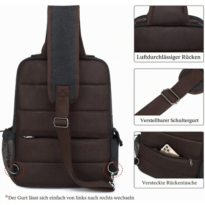 Спортивна сумка-слінг mygreen Canvas Crossbody Bag через плече, водостійкий рюкзак-сумка для прогулянок та outdoor, армійський зелений, XL