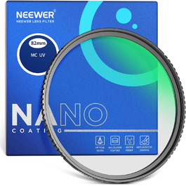 Фільтр NEEWER 82mm MC UV з 24-шаровим покриттям Nano, захисний фільтр з оптичного HD скла, водонепроникний, стійкий до подряпин, ультратонкий алюмінієвий корпус