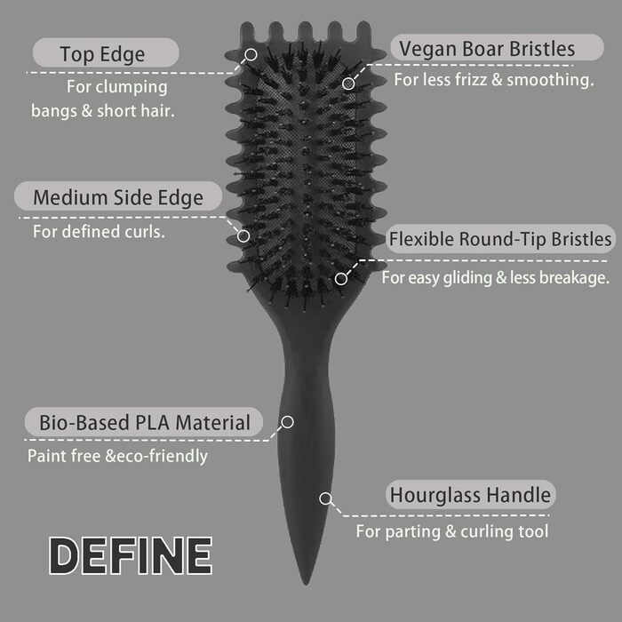 Щітка для локонів Lockenbürste: розгладжує, формує, не тягне, нейлон, унісекс (24 см)