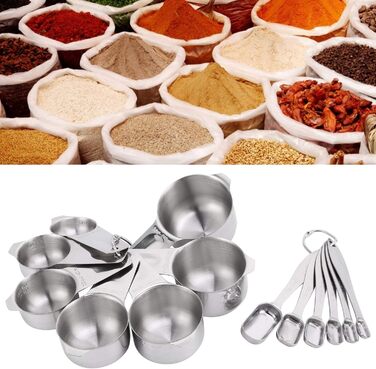 Germerse Measuring Cups Baking Tools High Hardness Stainless Steel Kitchen Baking Accessories 13 Piece/Set Kitchen Utensils Restaurant for Home Kitchen