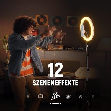 NEEWER Комплект кільцевого світла для фото та відео: 48 см, 52 Вт, регульоване LED кільцеве світло з штативом та Bluetooth для смартфона, YouTube, селфі (RH12B Pro)