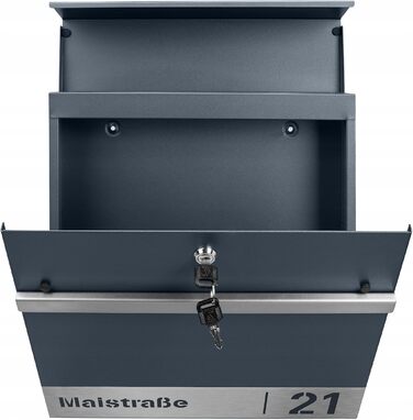 Поштова скринька настінна Anthrazit RAL 7016, для газет, велика (XXL Laser 3) з/без адреси