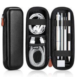 Чохол для Apple Pencil та інших стилусів, преміум шкіра, з відділенням для кабелю USB (чорний)