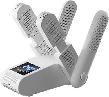 Електричний сушильник для взуття з 4 тримачами, таймером та регульованою довжиною. Підходить для взуття, рукавичок, шапок, шкарпеток та футбольних бутс