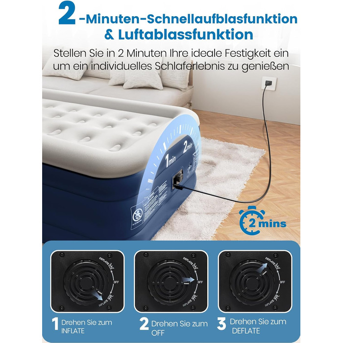 Надувний матрац самонадувний з вбудованим насосом, 203x152x46 см, 363 кг (1 особа)