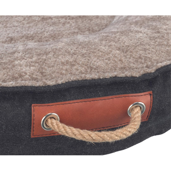 Кругле ліжко для собак TRIXIE Föhr, діаметр 70 см, чорний/пісочний колір, з ручкою для перенесення, м'яке та миється