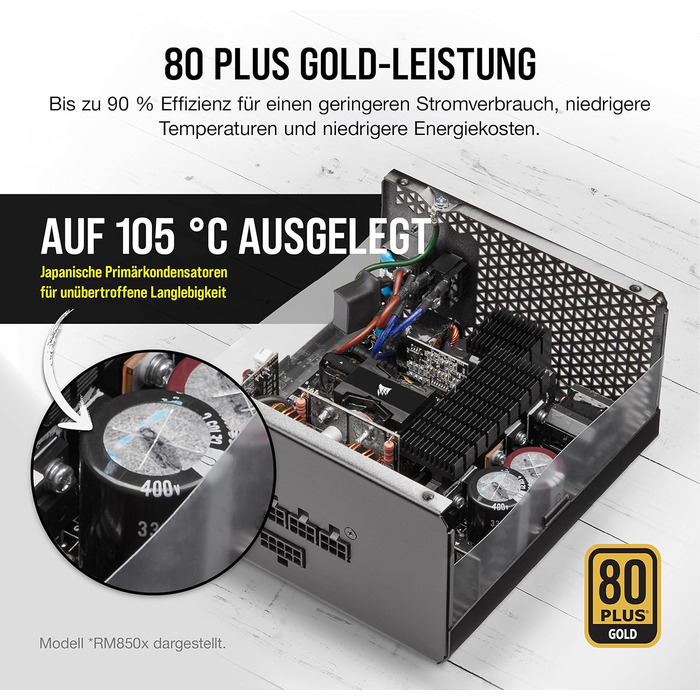 Блок живлення Corsair RM1000x 1000W 80 Plus Gold, повністю модульний, ATX, з японськими конденсаторами та 135-мм вентилятором, чорний