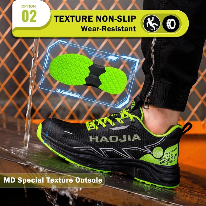Робочі черевики для чоловіків та жінок: зручні, з металевим підноском, антиковзаючі, дихаючі, для будівництва, майстерні, складу, саду (39 EU, Зелені)
