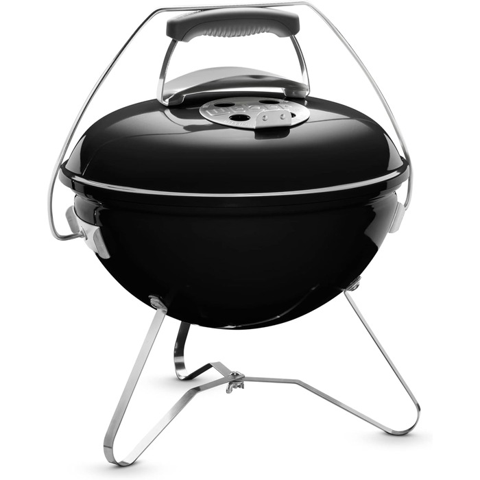Портативний вугільний гриль Weber Smokey Joe Premium, 37 см, чорний, порцелянове емальоване покриття, зручна ручка для перенесення, для барбекю