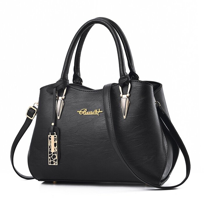 Сумка жіноча BestoU шкіряна чорна велика, сумка на плече та через плече