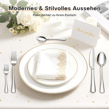 Набір столових приборів на 6 осіб, 30 предметів: виделки, ложки, ножі, нержавіюча сталь, дзеркальне полірування, для посудомийної машини