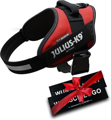 Поясна шлейка Julius K-9 IDC Powergeschirre з індивідуальним нанесенням, для собак маленьких, середніх та великих порід, 16IDC+CUSTOMP-B (Червона)